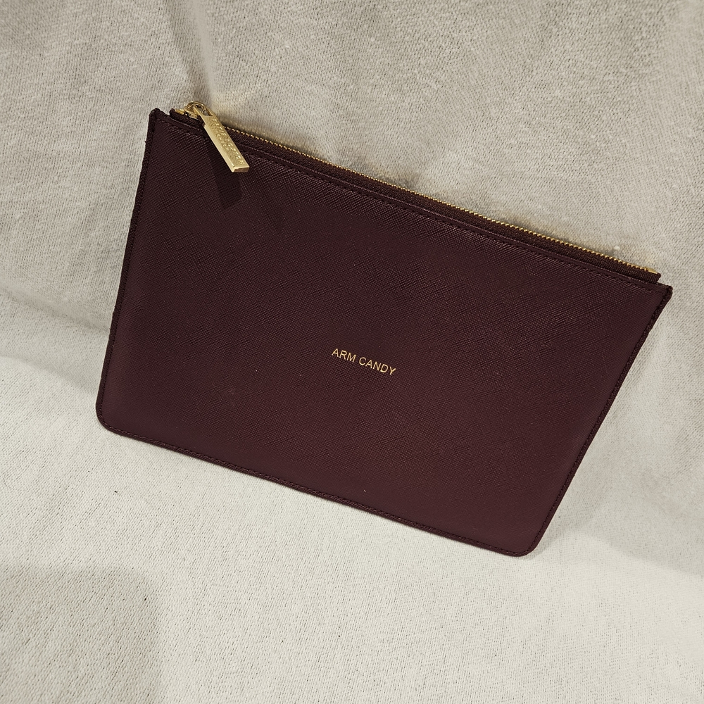 Katie Loxton Arm Candy Clutch Burgundy Rectangle Zipper Accent Purse  Women